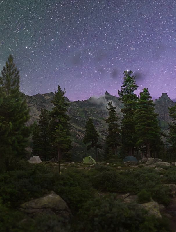 астрофото, астрофотография, ночь, астрономия, астропейзаж, кавказ, звезды, ночное небо, night, nightphotography, stars, longexposure, ергаки, ergaki Под присмотром Большой Медведицы фото превью
