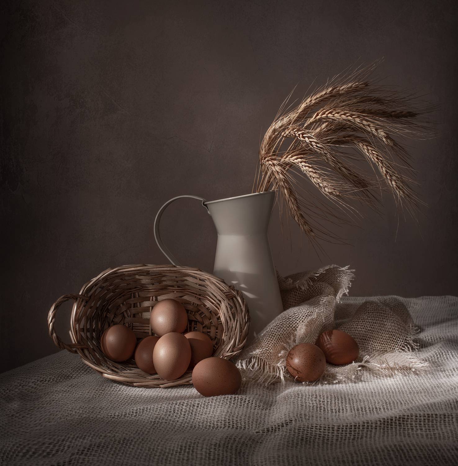 Still life, eggs, wheat, light, texture, Maria Margareth Perfoncio