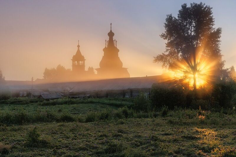 кимжа, рассвет, церковь  фото превью
