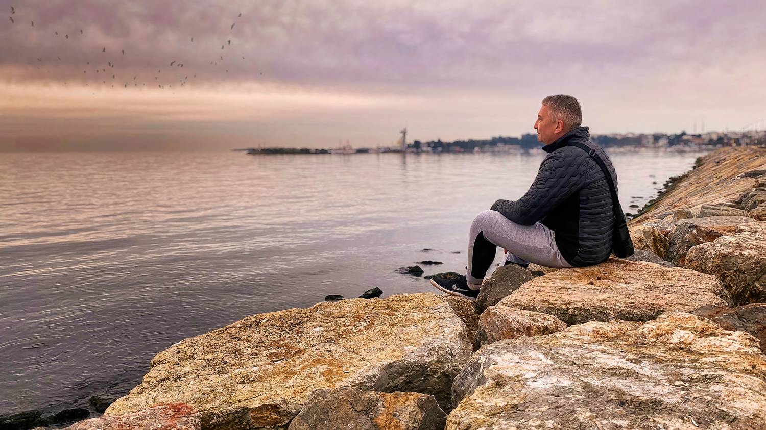 #Cloud #Water #Sky #Flash photography #Wood #Lake #Coastal and oceanic landforms #Horizon #People in nature #Atmospheric phenomenon #Sea #man #Dreaming #beach #stones, Shpek Andrey