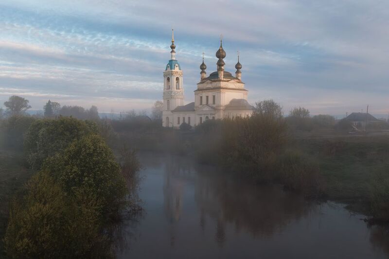 савинское, утро, церковь, рассвет, туман Савинское фото превью