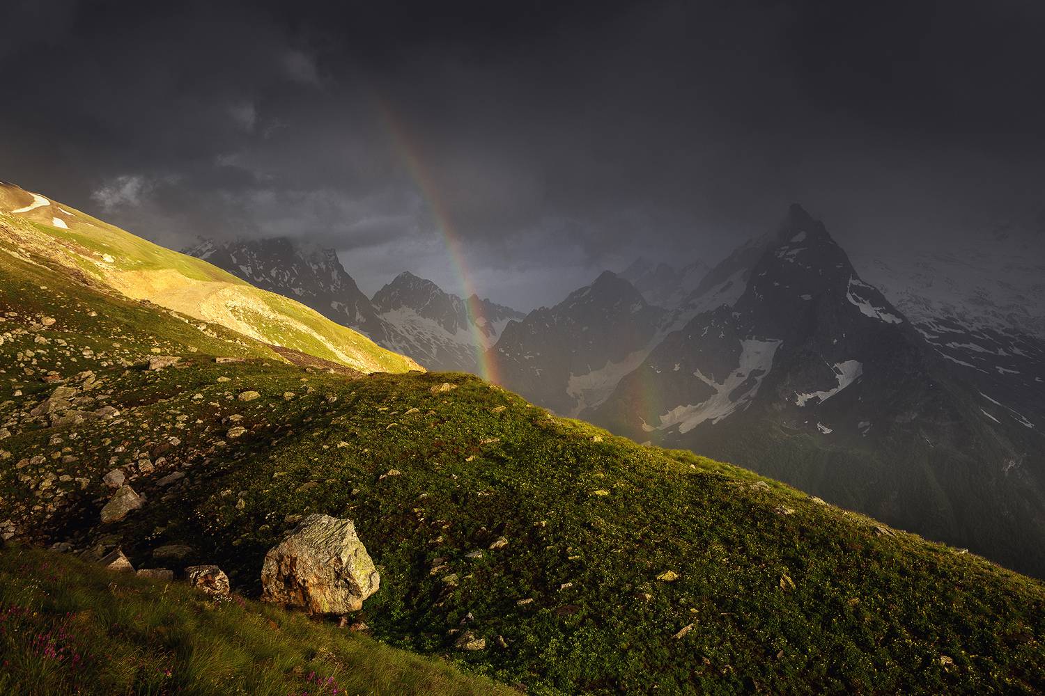 кавказ, кчр, горы, закат, радуга, Дмитрий Купрацевич