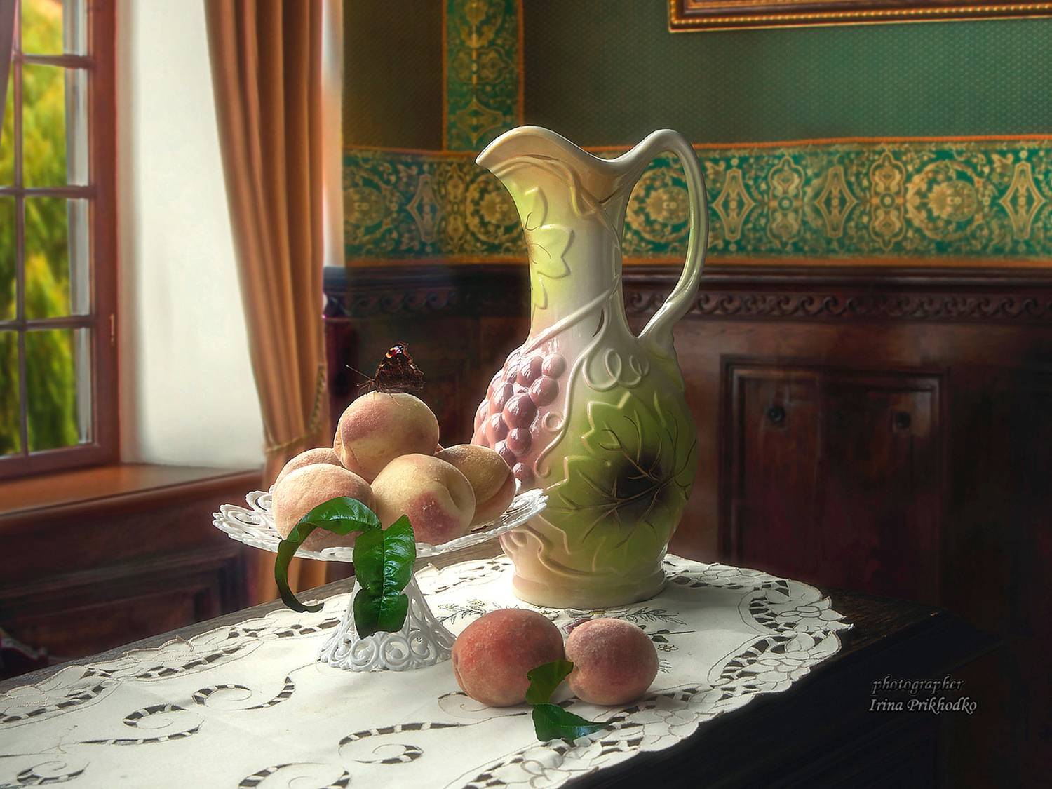 натюрморт, фрукты, интерьер, персики, Приходько Ирина
