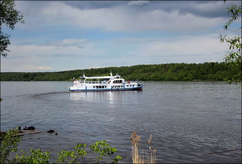 река, волга, катер, пейзаж, плёс река Волга... фото превью