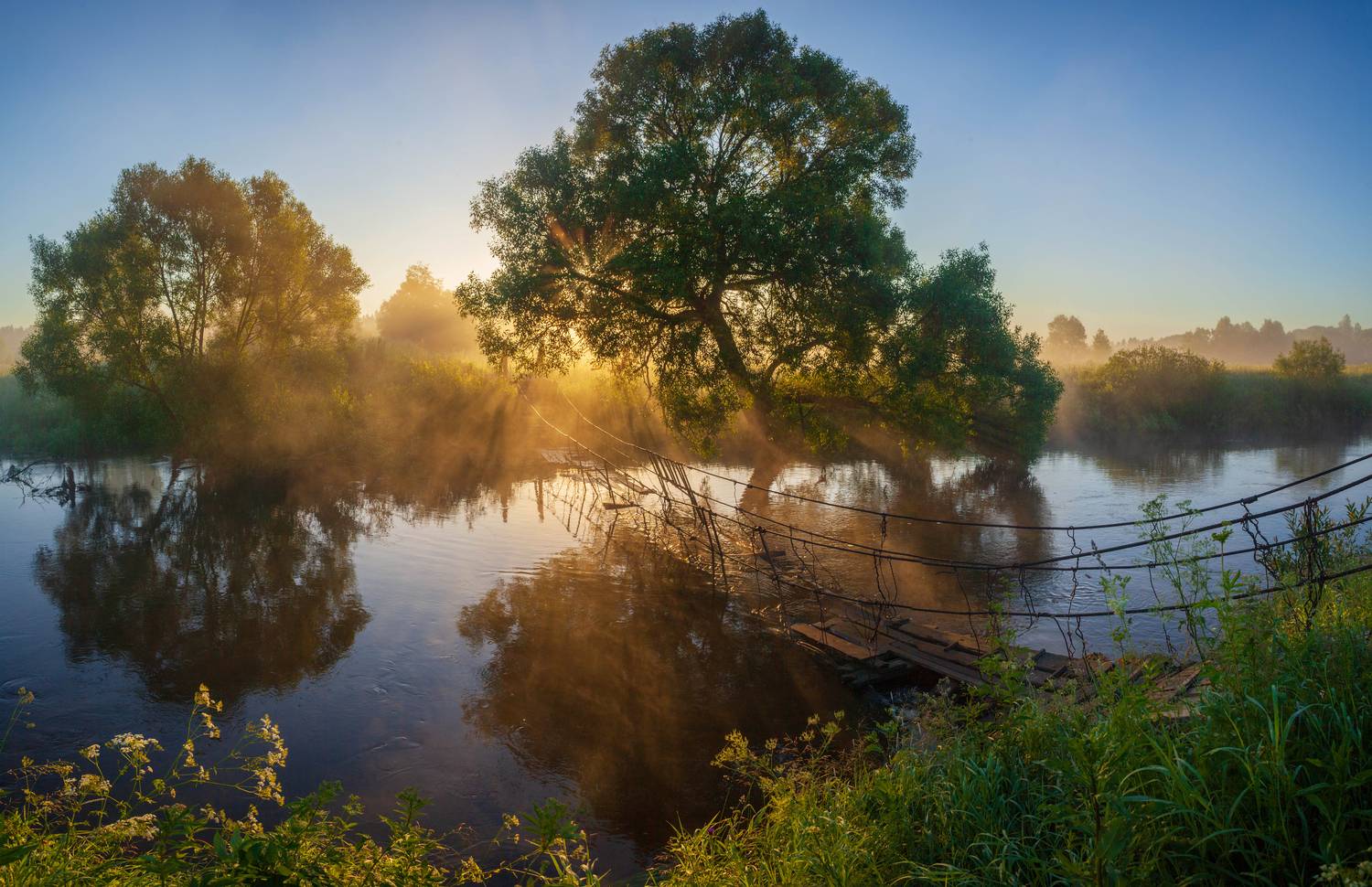 река , мостик , лето , рассвет, Свистков Александр