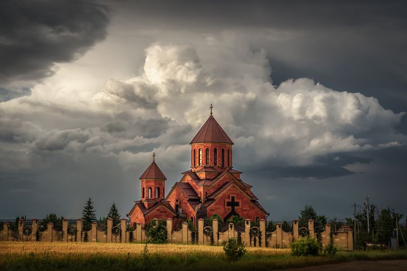 кавказ, кмв, кавказские минеральные воды, георгиевск, город, храм, аац, армянская церковь,  облака, облачность, architecture, архитектура Облачно фото превью