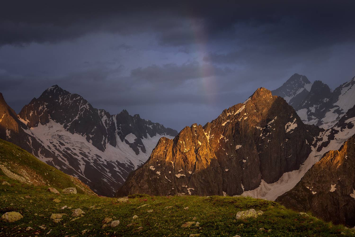 кавказ, кчр, горы, закат, радуга, Дмитрий Купрацевич