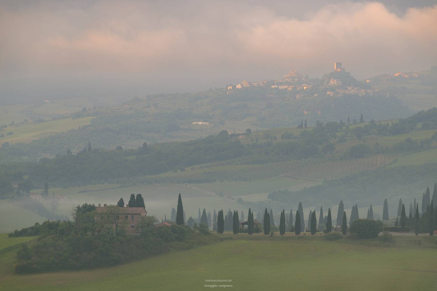 Тоскана, туман, утро, свет, италия, пейзаж, восход, Александр Константинов