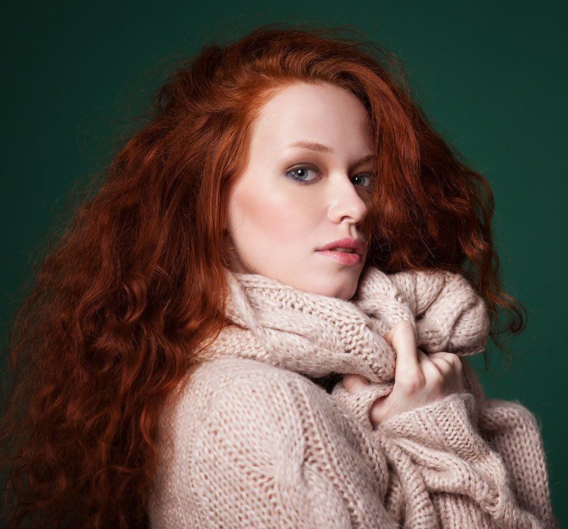 Бьюти, Девушка, Огонь, Портерт, Рыжая, Свитер Alla фото превью