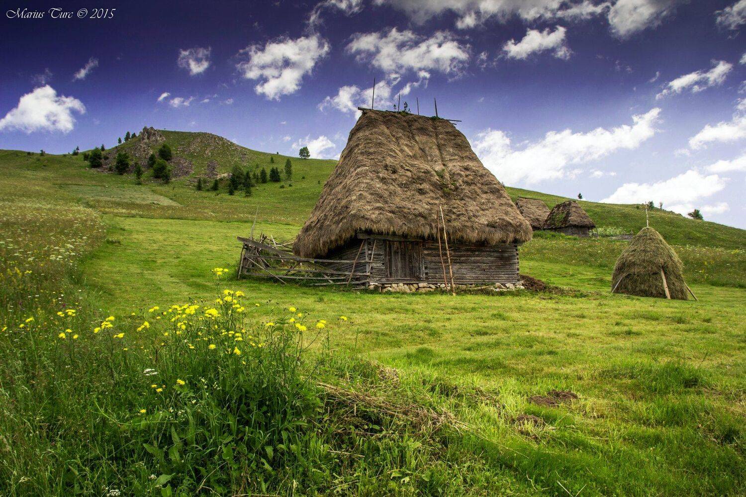 nature,colors,sky,clouds,flowers,house,land, Marius Turc