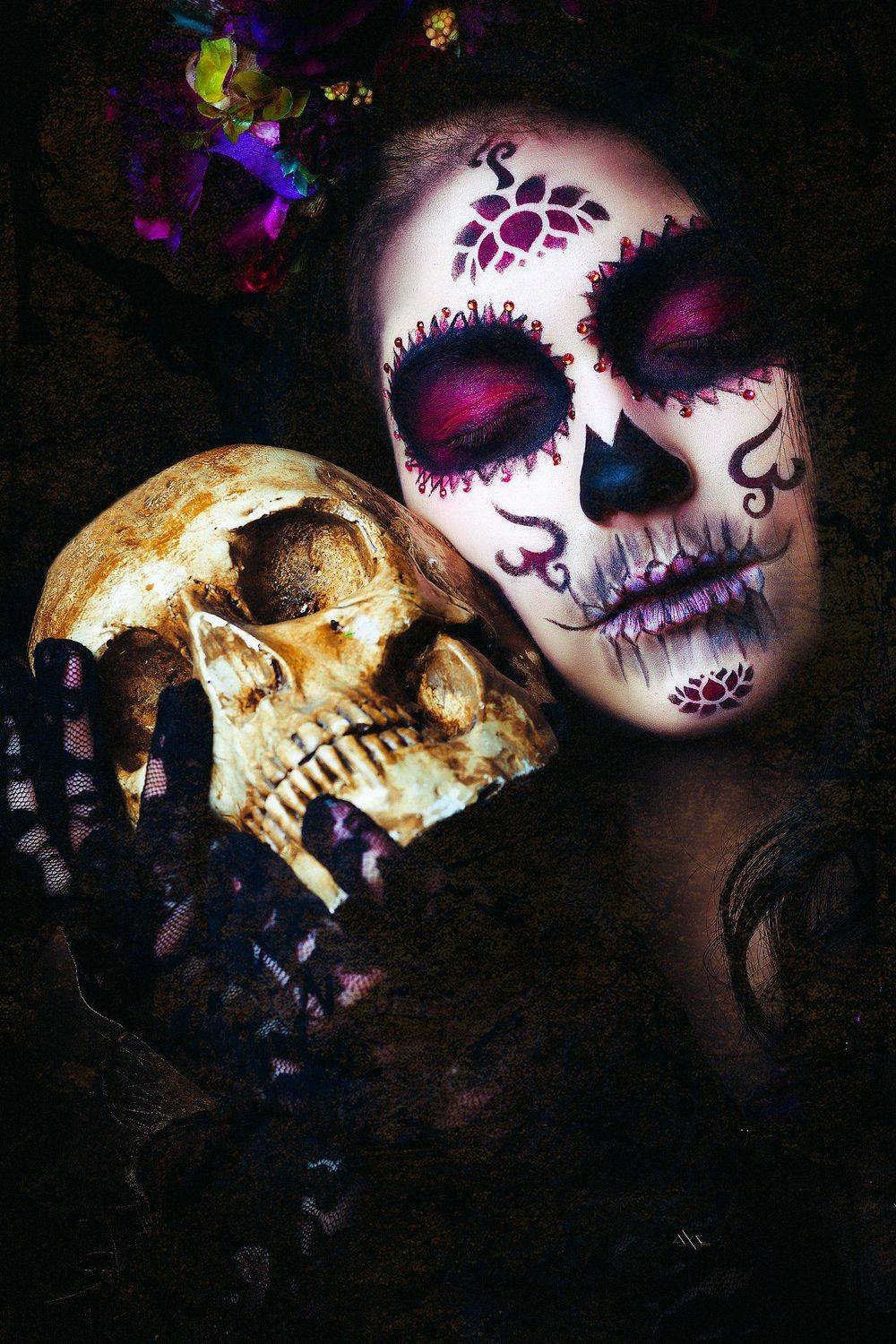 Bodypainting, Portrait, Scull, Studio, Woman, Руслан Болгов (Axe)