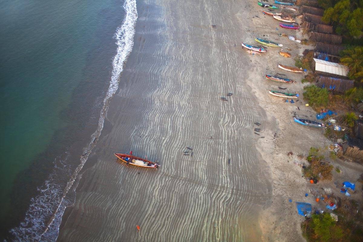Индия, Гоа, рыбаки, море, лодка, волны, аэро, aerial, Борис Резванцев