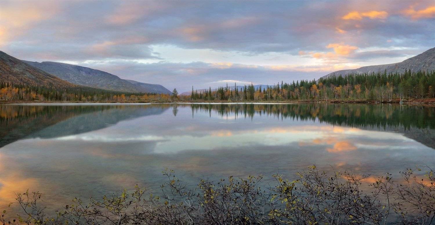 Заполярье, Кольский полуостров, Мурманская область, Хибины, пейзаж, вечер, Полигональное озеро, Александр Бархатов