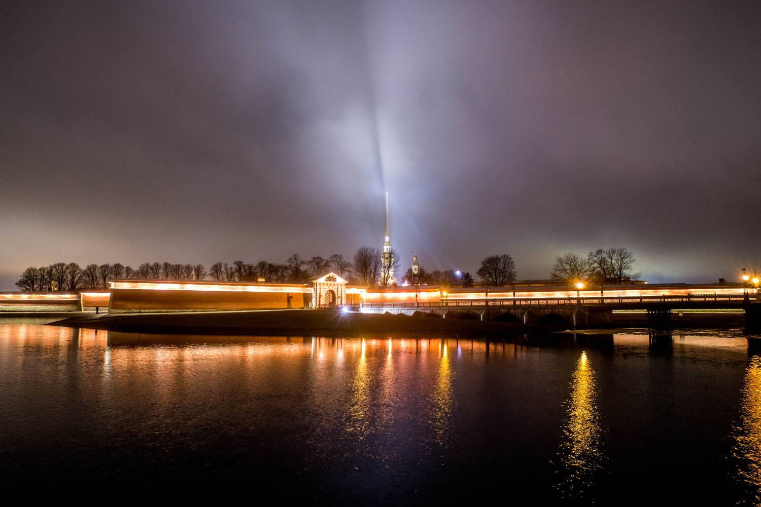 Ночной пейзаж, Петропавловка, Санкт-петербург, Туман, Борис Раба