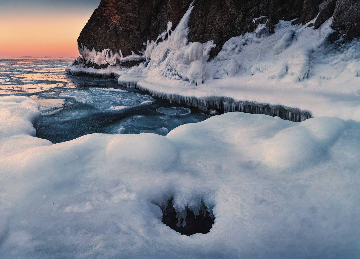 Вечер, Зима, Лёд, Море, Скалы, Февраль, Андрей Кровлин