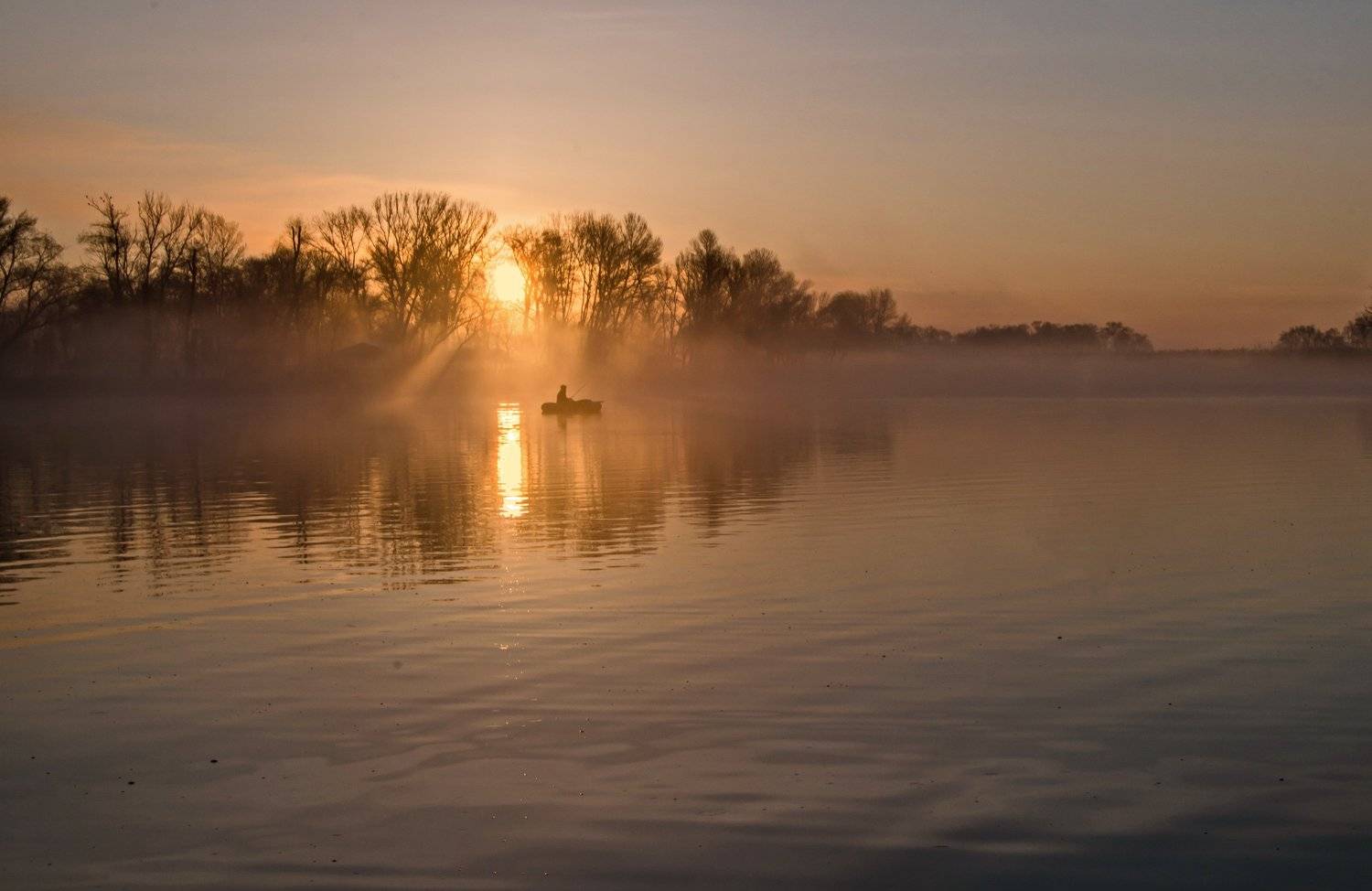 утро, рассвет, туман, рыбак, Валерий Наумов