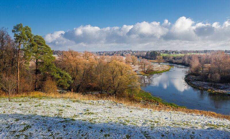 река, руза, снег, простор, осень, пейзаж Руза. Первый снег фото превью