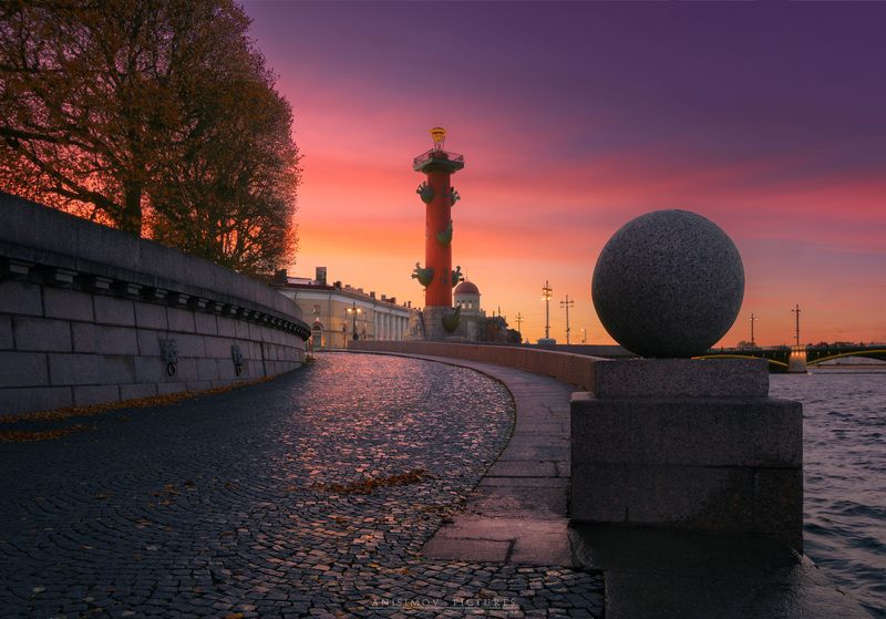 закат осень санкт-петербург На Стрелке осенью фото превью