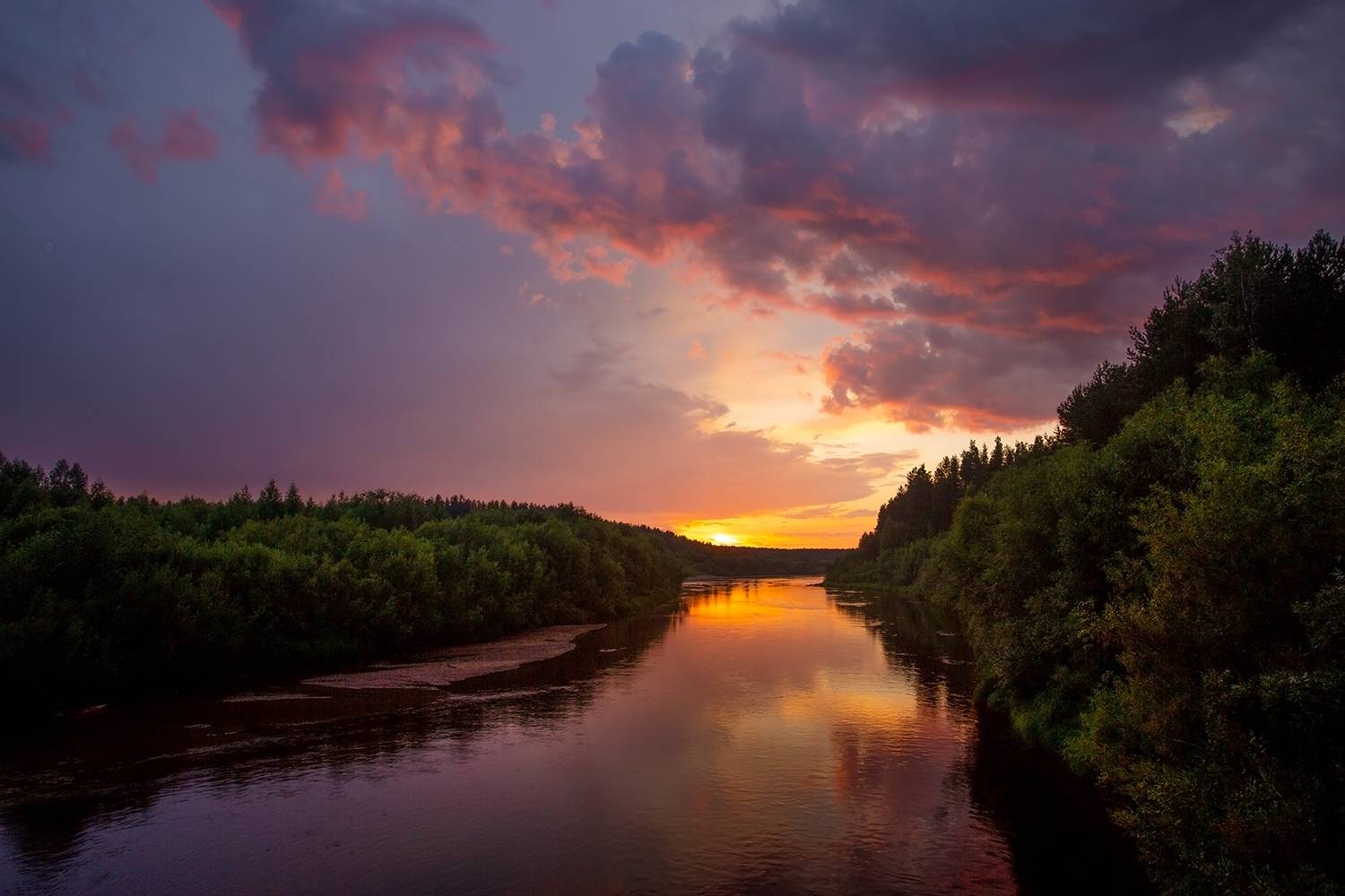 река, закат, устье, кулой, Колтакова Наталия
