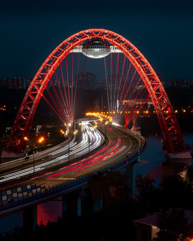 Москва, мост, вечер, закат, архитектура  Живописный мост фото превью