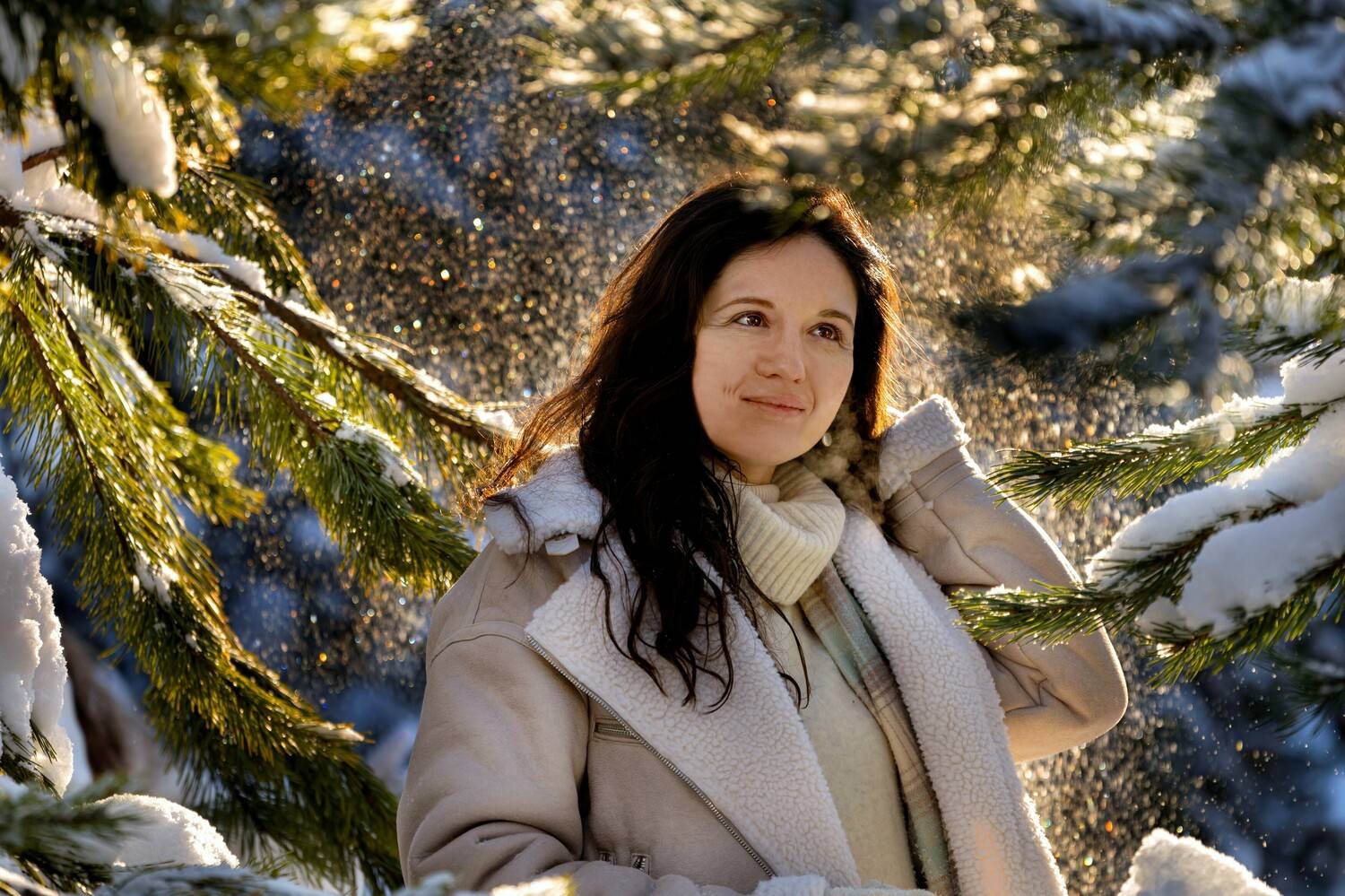 Женщина, зима, портрет, солнечный день, переливы снежинок, Герцен Наталья