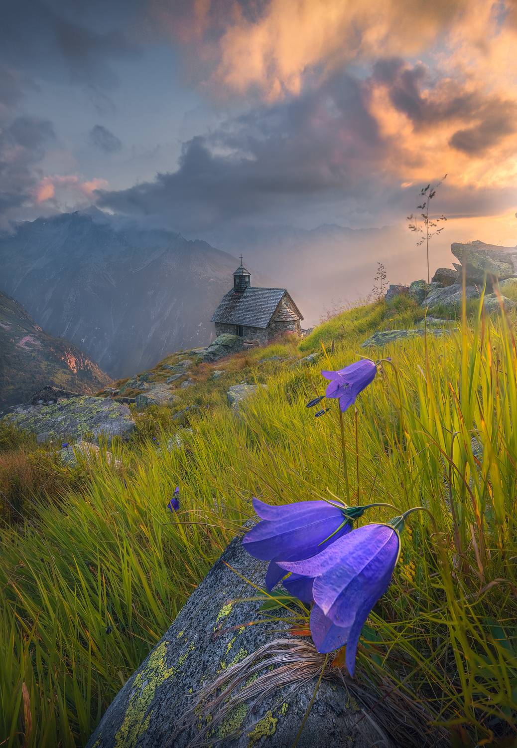 Austria, landscapes, tyrol, alps, zillertal, sunset, glow, mountains, chapel, outdoors, photography, no people, haze, , Lukas Trixl