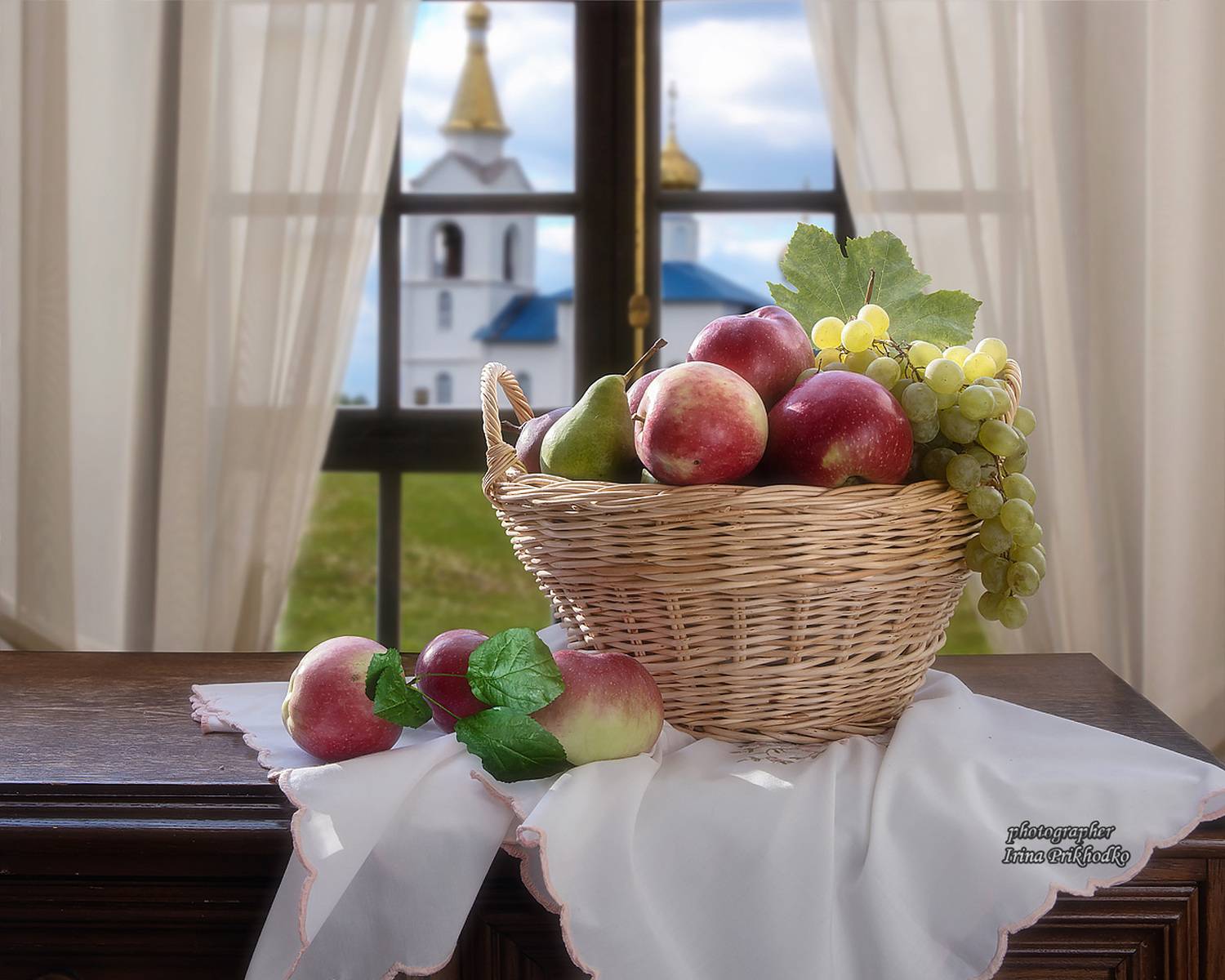 натюрморт, плоды, фрукты, яблоки, Яблочный Спас, храм, Приходько Ирина