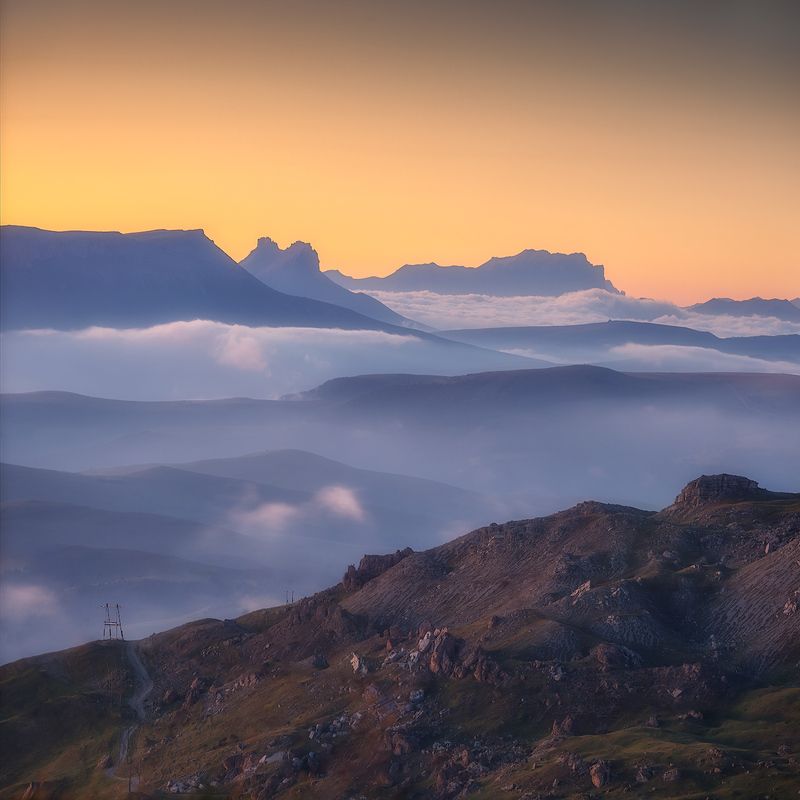горы, кавказ, рассвет, бермамыт *** фото превью