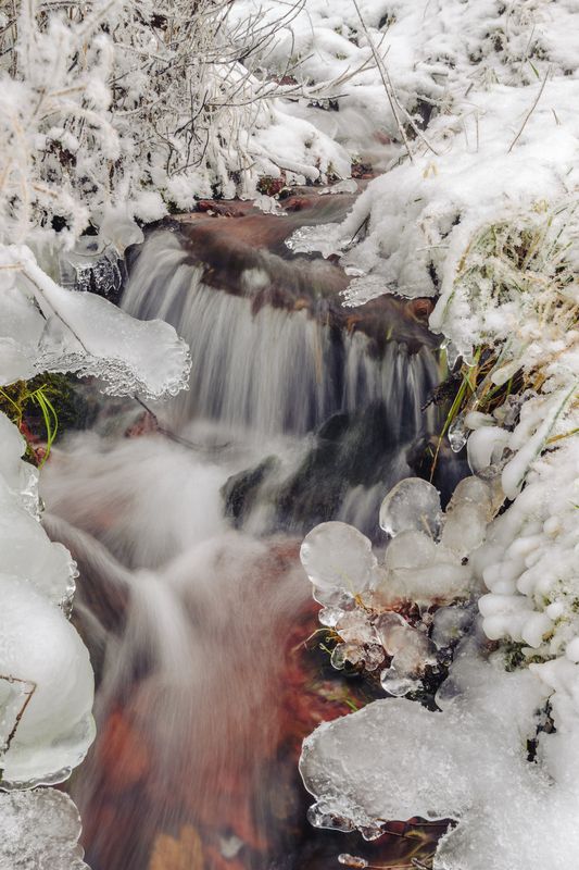 waterfall, ice, snow, water, close-up, winter, водопад, лед, снег, зима, крупный план   фото превью