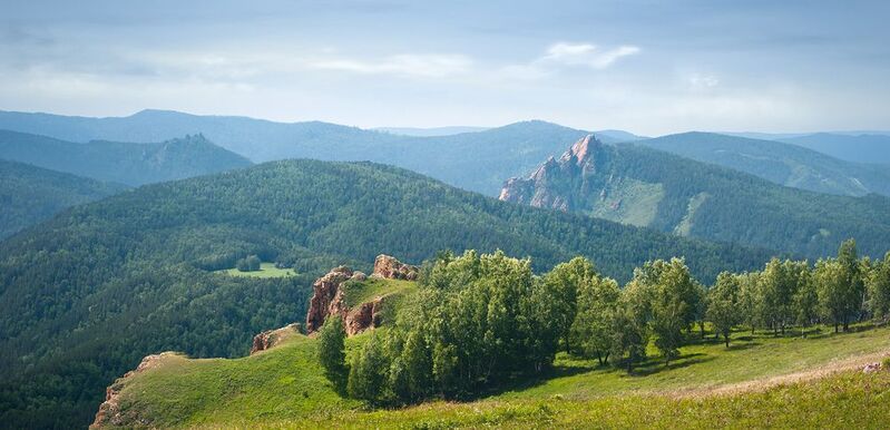 пейзаж, природа, столбы, красноярск, горы, скалы, панорама Торгашинский хребет фото превью