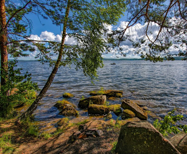 Вид на озеро фото превью