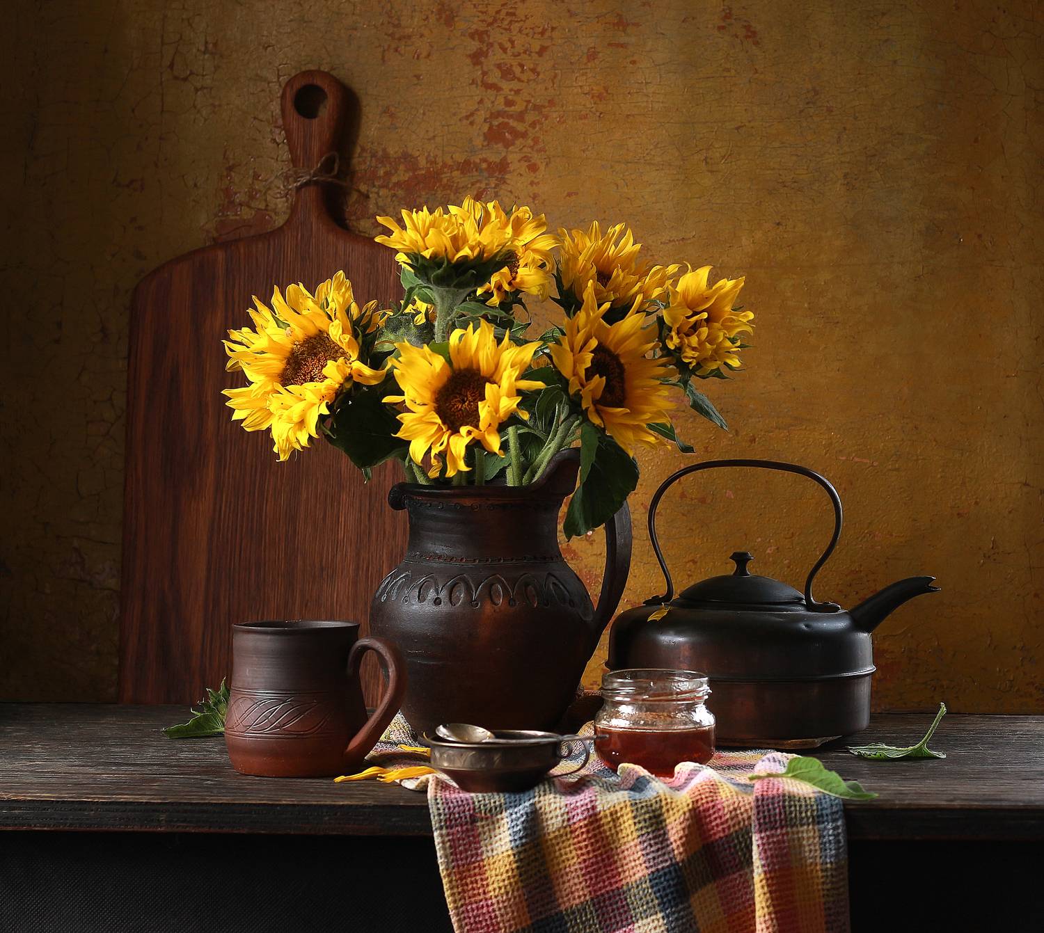 натюрморт, фотонатюрморт, still life, stillifefoto, лето, подсолнухи, цветочный_натюрморт, мёд, наталья_казанцева, Наталья Казанцева