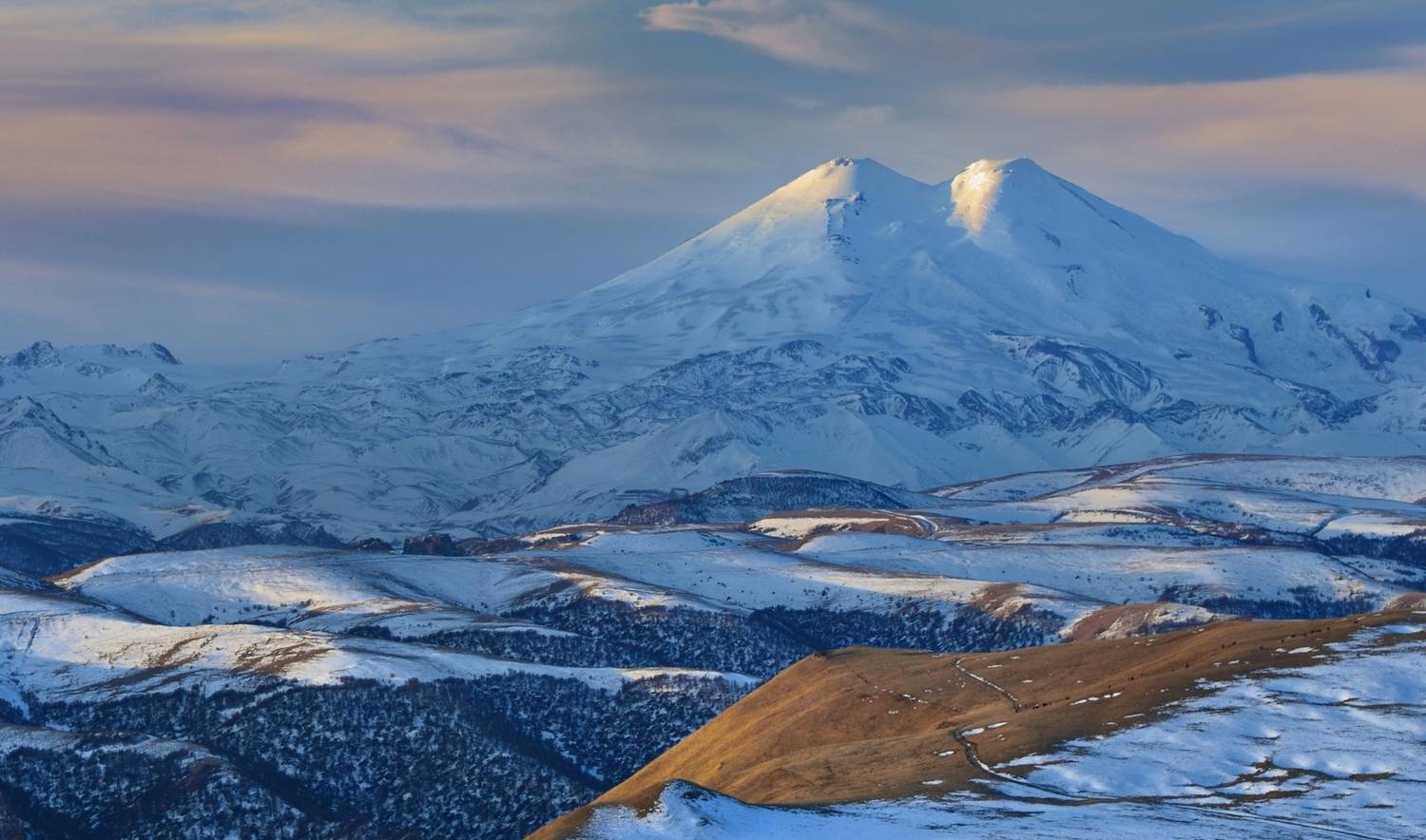 горы зима рассвет эльбрус, Александр Жарников