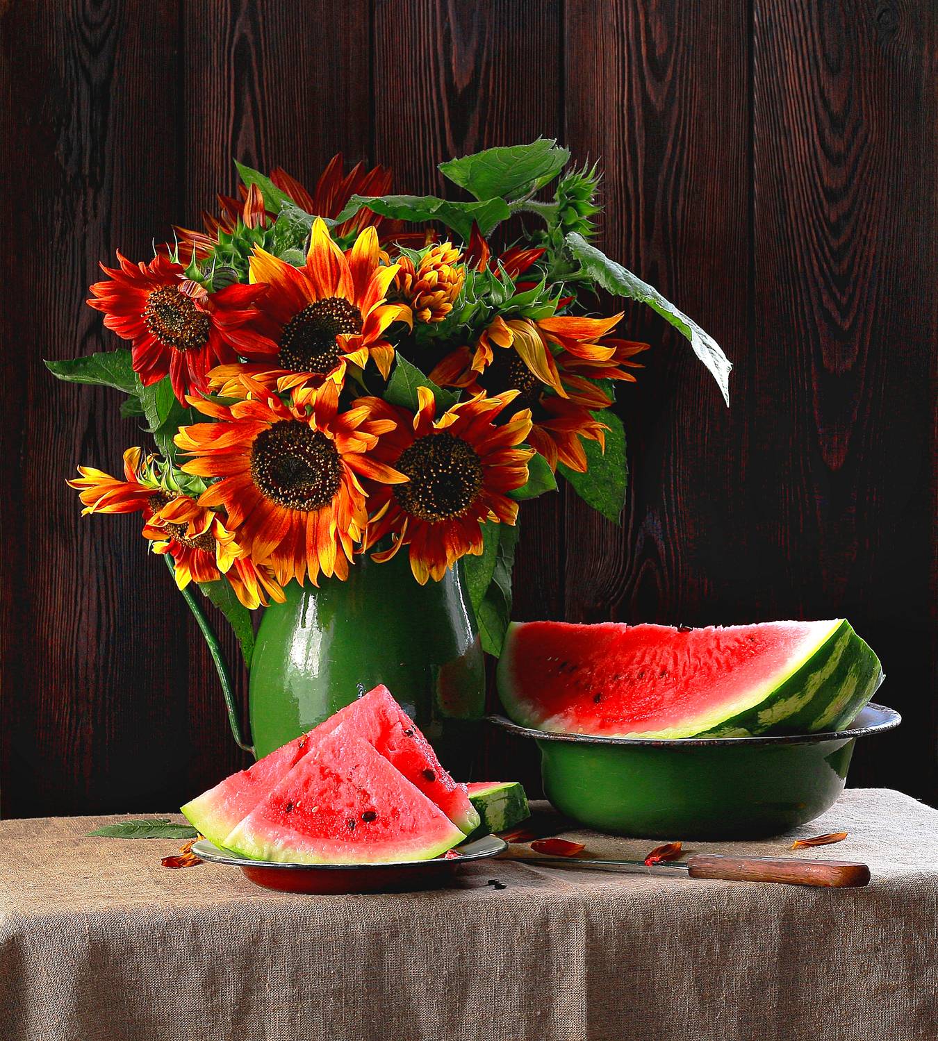 натюрморт, фотонатюрморт, still life, stillifefoto, лето, подсолнухи, арбуз, цветочный_натюрморт, наталья_казанцева, Наталья Казанцева