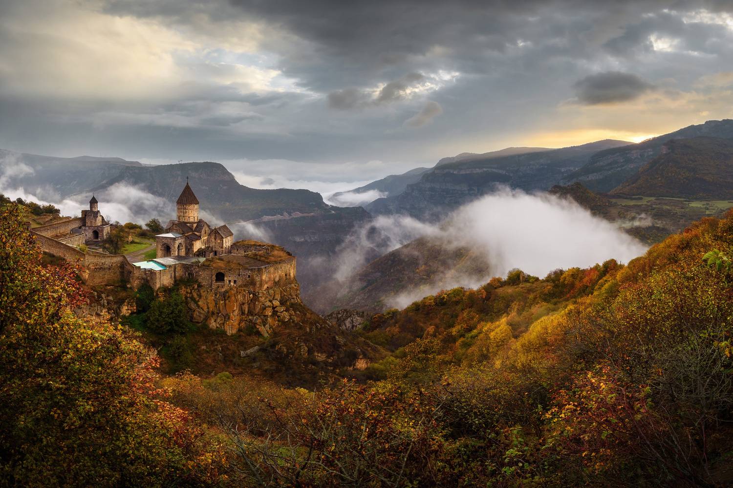 кавказ, горы, осень, армения, armenia, monastery, монастырь, рассвет, утро, храм, осень в горах, Zakharov Armen