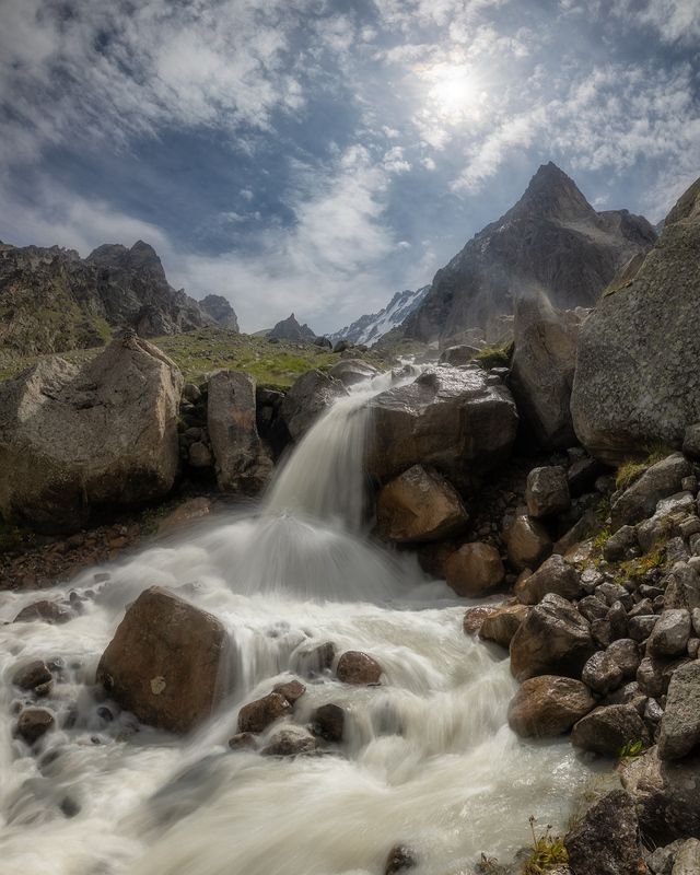 горы, кавказ, безенги, водопад *** фото превью