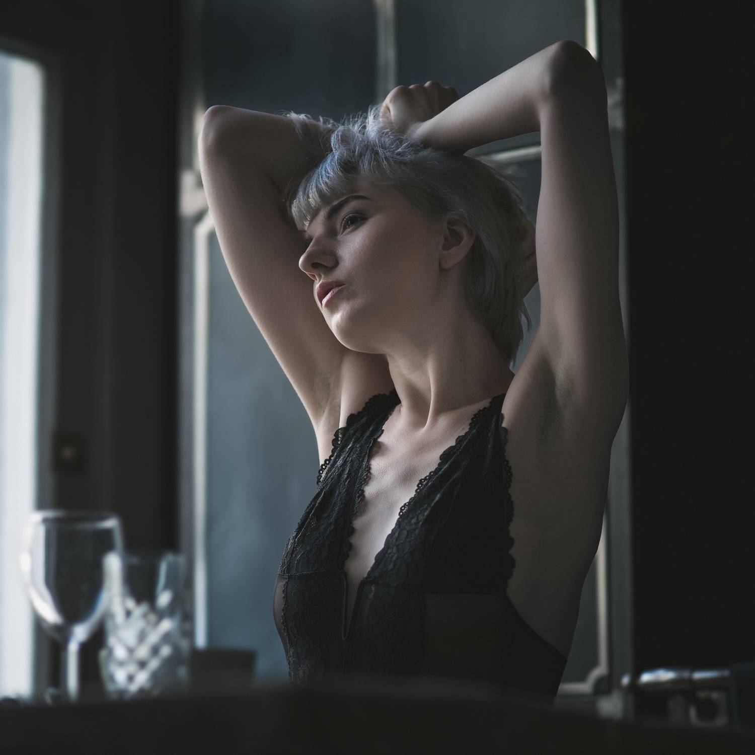 portrait, photography, natural, window, artistic, intimate, boudoir, moody, light, shadow, atmospheric, soft, confident, elegant, sensual, contemporary, fine-art, texture, contrast, romantic, Erik Rozman