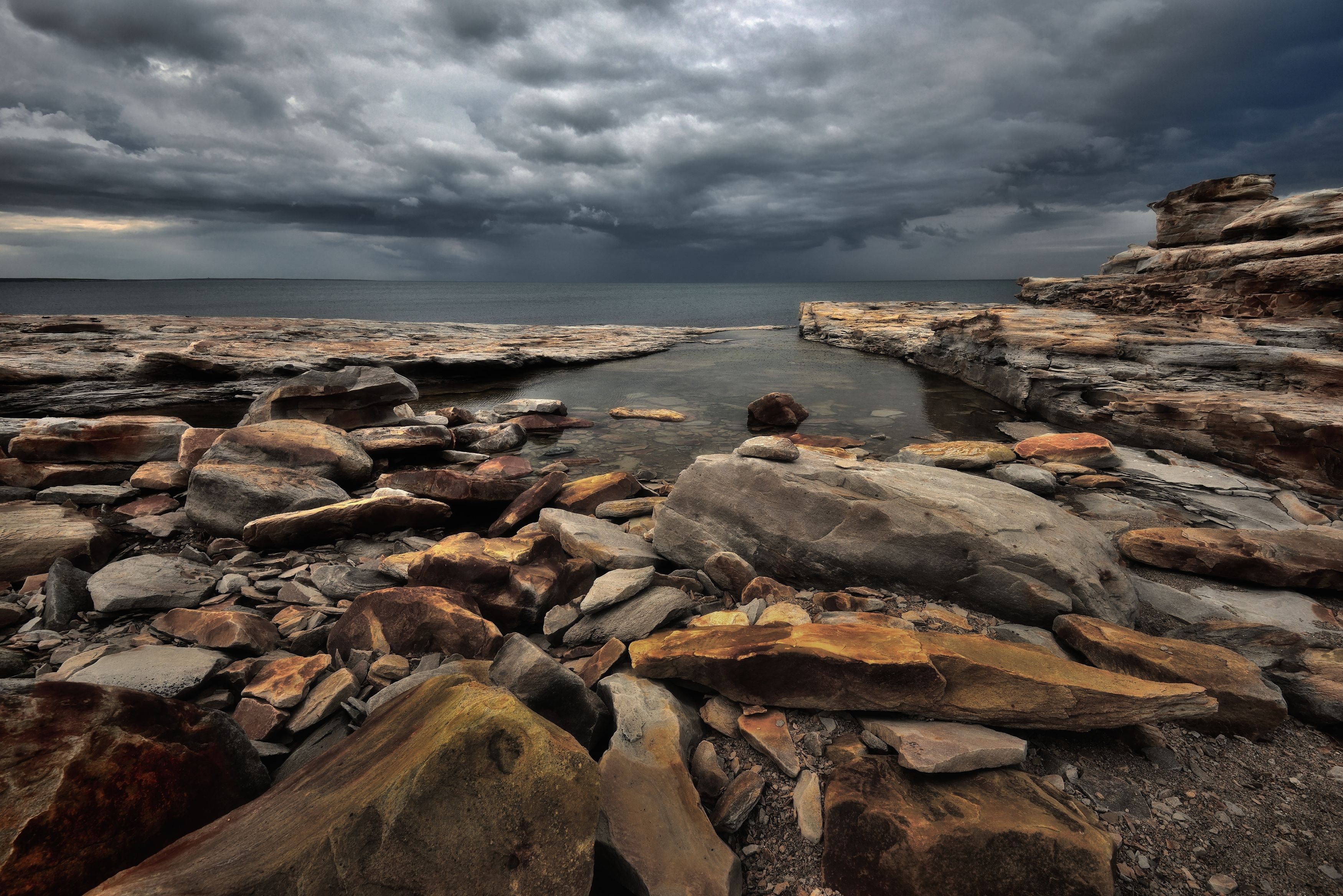 кольский, море, камни Берег рыжих камней фото превью