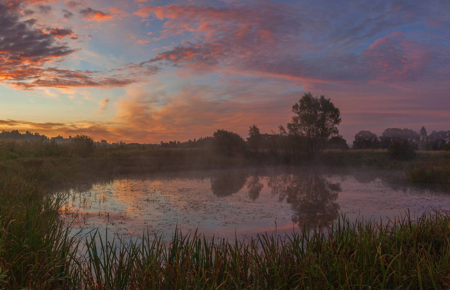 пруд, рассвет , облака, Свистков Александр