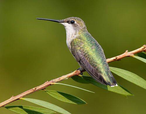 Female. Ruby-throated Hummingbird -Рубиновогорлый колибри