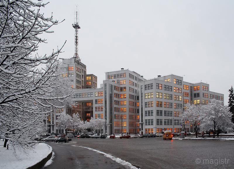 харьков, зима, снег, госпром (здание государственной промышленности) Зимний Госпром фото превью