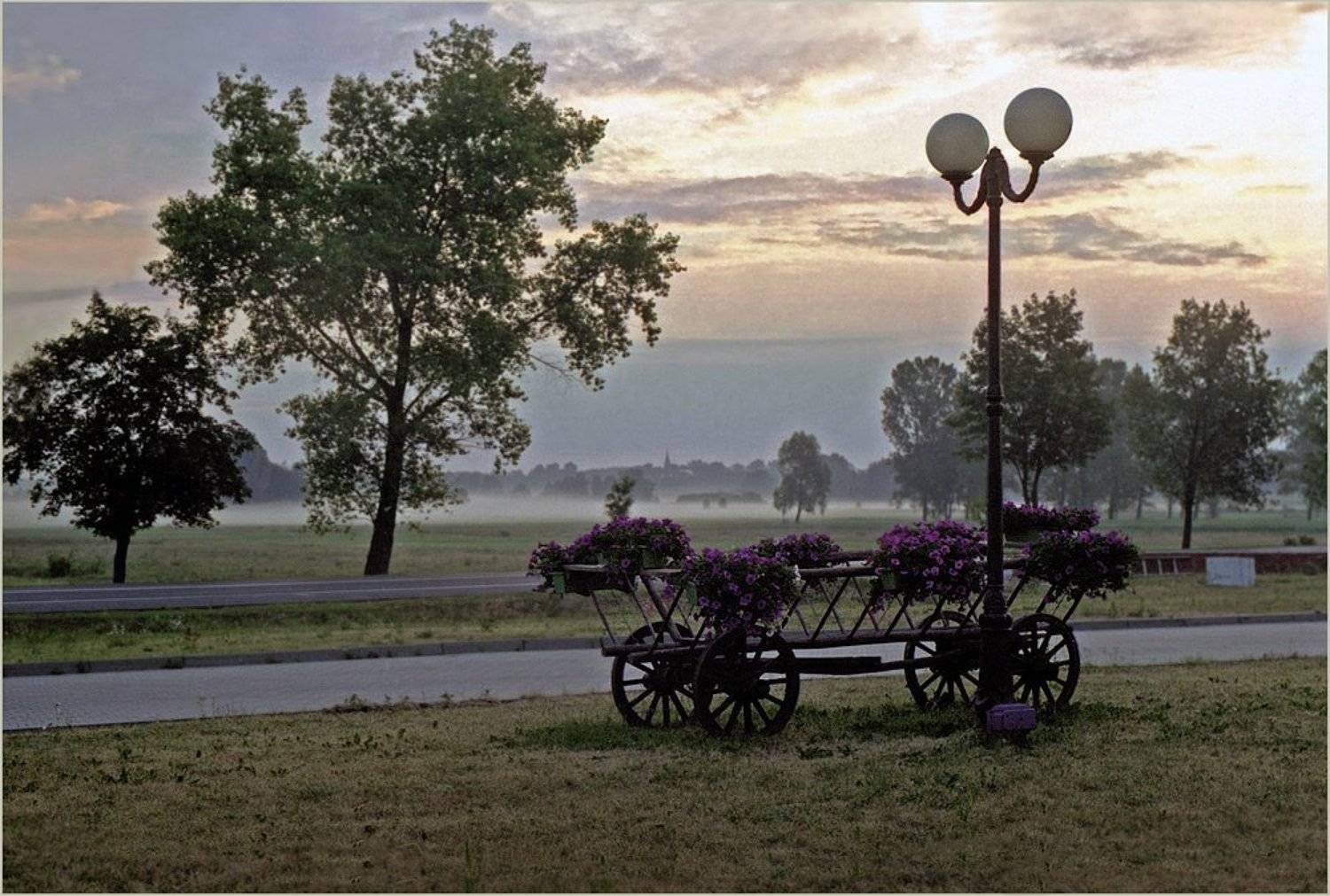 утро, туман, рассвет, телега, Борис Пирог