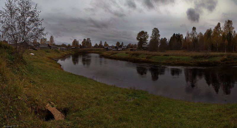 осень,деревня,река,небо промозглая осень фото превью