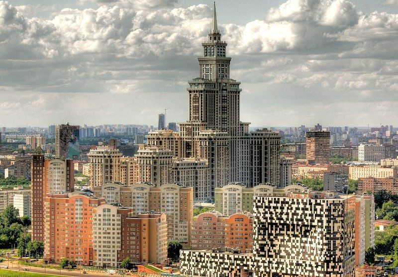 крыша, крыши, город, москва, день, триумф-палас, небоскрёбы Победа-Дворец фото превью