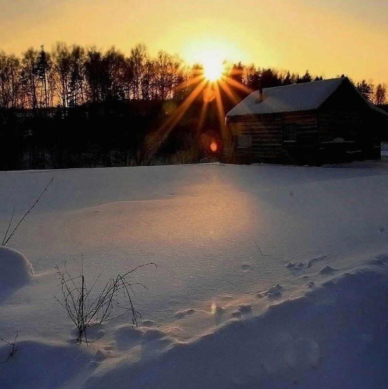зима, вечер, баня Шел  я  как-то вечерком в баньку ... фото превью