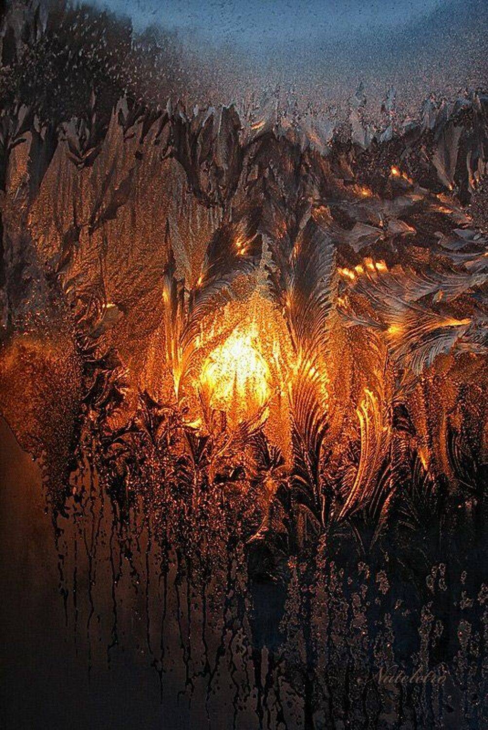 окно, мороз, узоры, солнце, восход, Nateletro