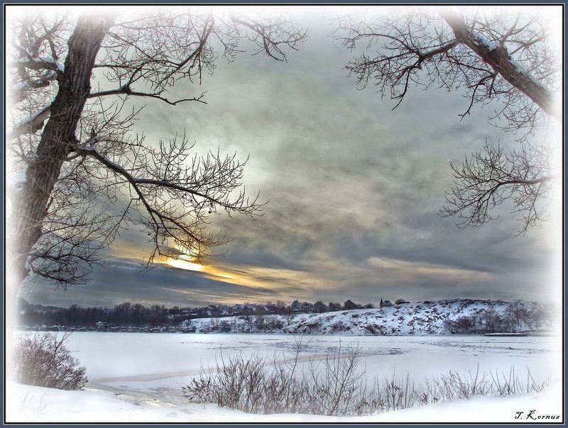 зима,днепр,о.хортица,вечер,закат Декорация фото превью