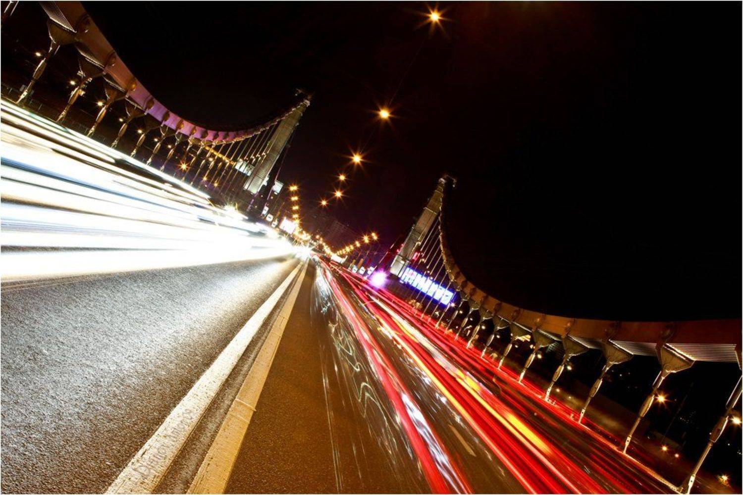 крымский, мост, москва, ночь, поток машин,, Тоша