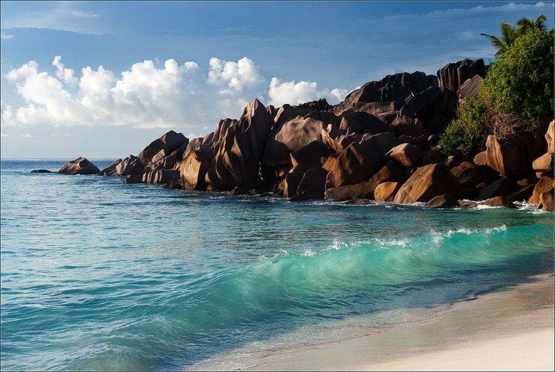 Вода, гранд анс, Камни, ла диг, Море, Океан, Пейзаж, Пляж, Природа, сейшелы, Скалы Три стихии фото превью