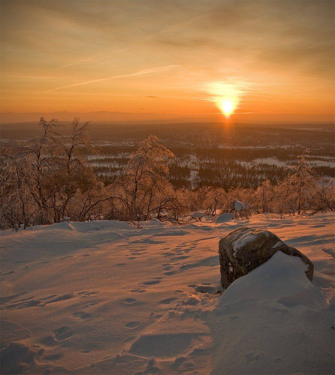 закат, север, кольский, полуостров, зима, locus